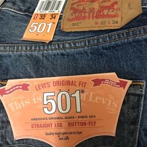 Levi brand new 501 straight leg button fly jeans.